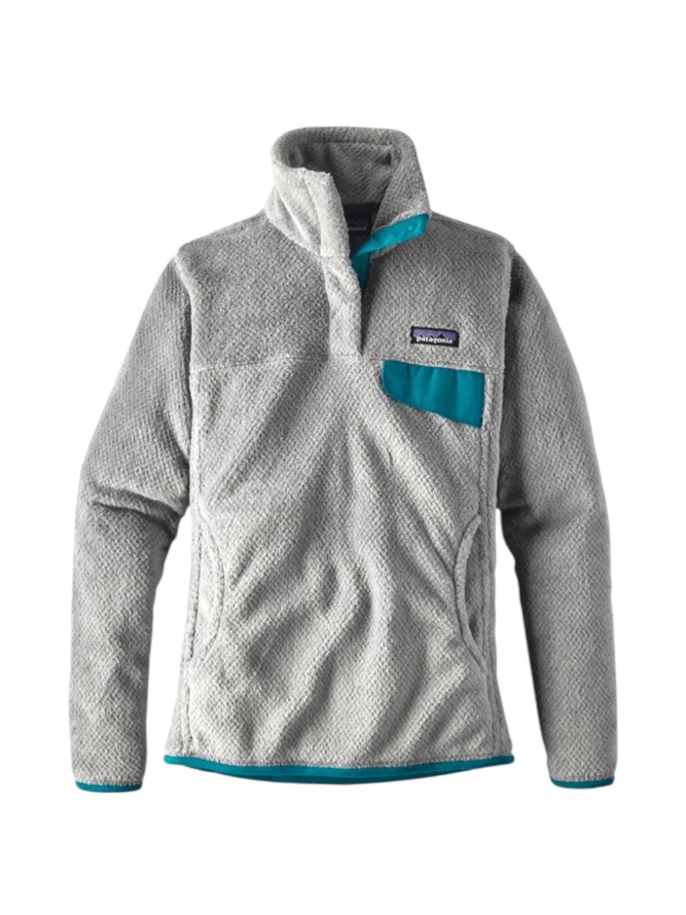 Patagonia Re‑Tool Snap‑T Fleece Pullover Womens M Gray Teal Trim Soft Plush